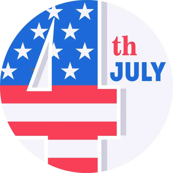 America Fourth July Independence Day Icon Flat Style — Stock Vector