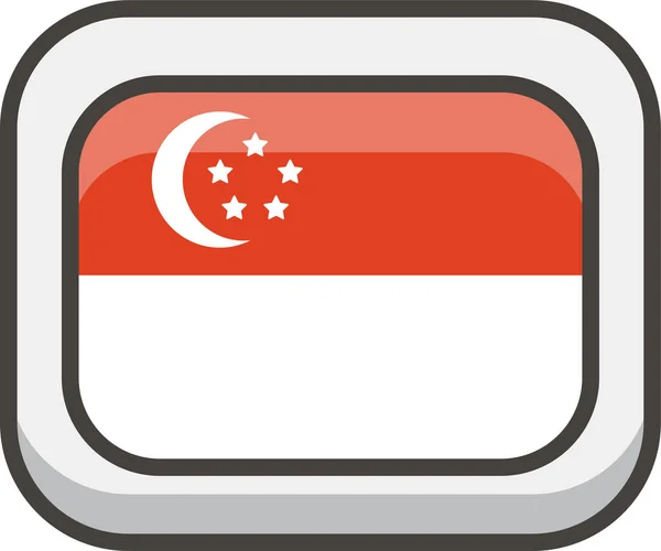 Flagga Singapore Fylld Kontur Ikon Fylld Kontur Stil — Stock vektor