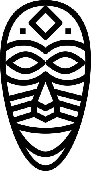 African Culture Mask Icon Outline Style — Stock Vector