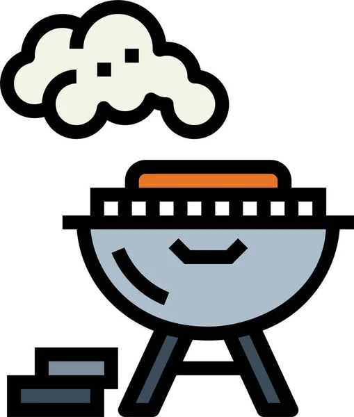 Bbq Kookgerei Pictogram Gevulde Outline Stijl — Stockvector