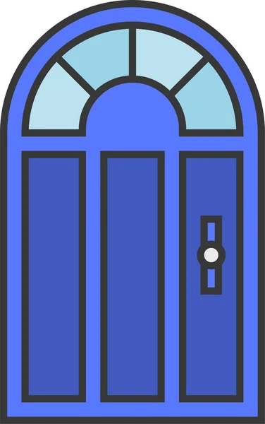 Icono Casa Puerta Decoración Estilo Contorno Lleno — Vector de stock