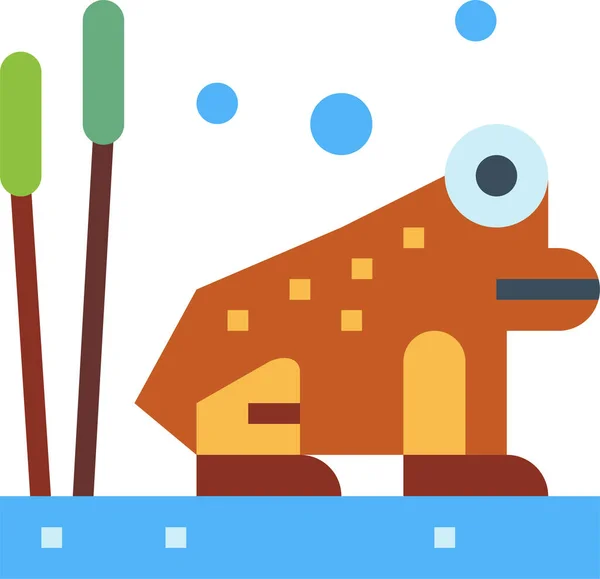 Ikon Katak Hewan Amfibi Dalam Gaya Datar - Stok Vektor