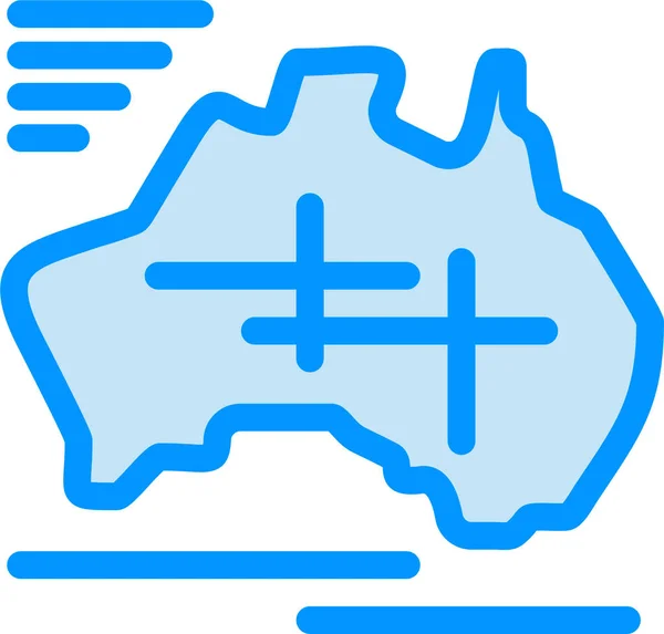 Australie Icône Carte Pays Dans Catégorie Tourisme Hôtels Hospitalité — Image vectorielle