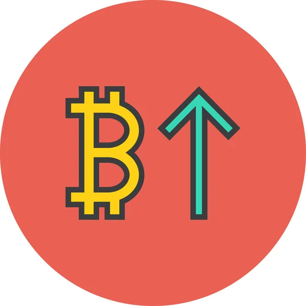 Ícone Aumento Financiamento Bitcoin Estilo Esboço Preenchido — Vetor de Stock