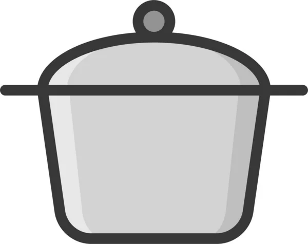 Κουζίνα Μαγειρικά Σκεύη Εικονίδιο Κατσαρόλα Στυλ Γεμάτο Περίγραμμα — Διανυσματικό Αρχείο