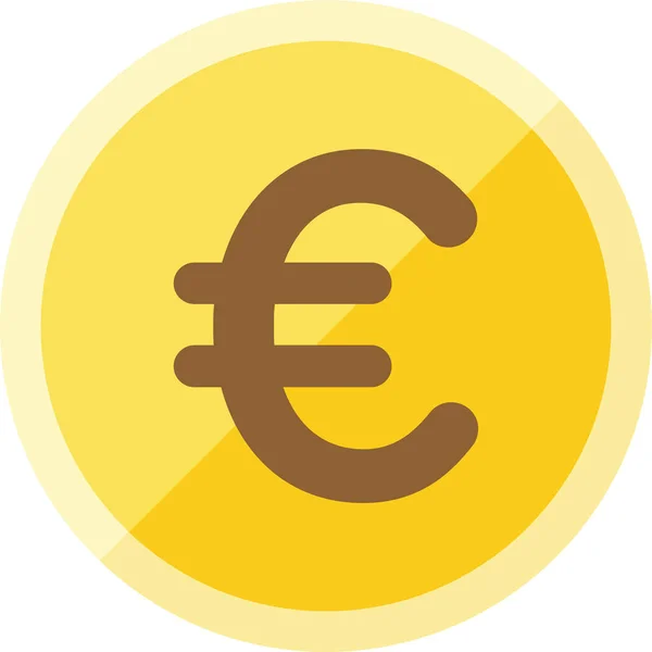 Munt Euro Plat Pictogram Platte Stijl — Stockvector