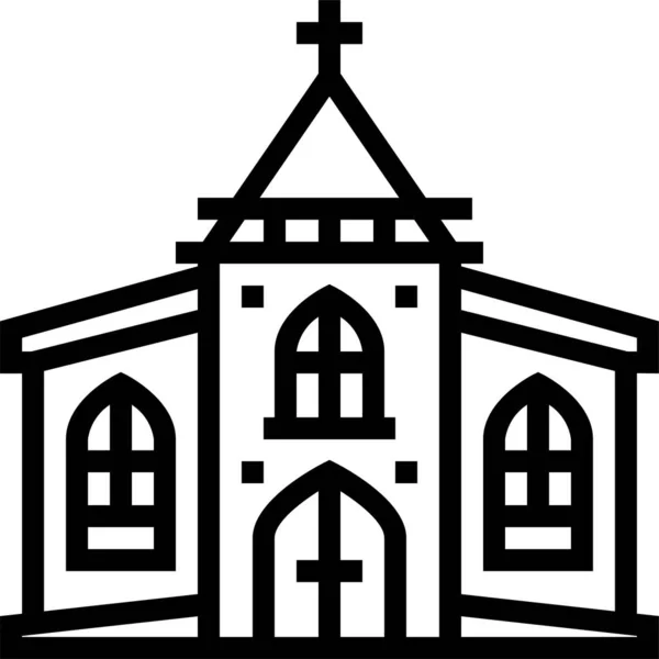 Iglesia Cristiana Culturas Icono Estilo Esquemático — Vector de stock