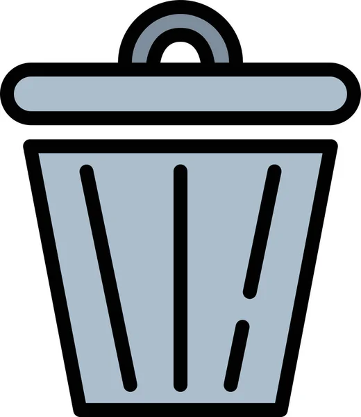 Basket Bin Garbage Icon Filled Outline Style — Stock Vector