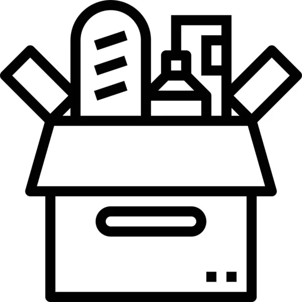 Food Donation Box Icon Outline Style — Stock Vector