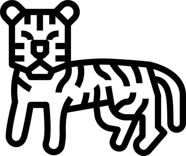 Тигр Значок Дикої Природи Ссавців Контурному Стилі — стоковий вектор
