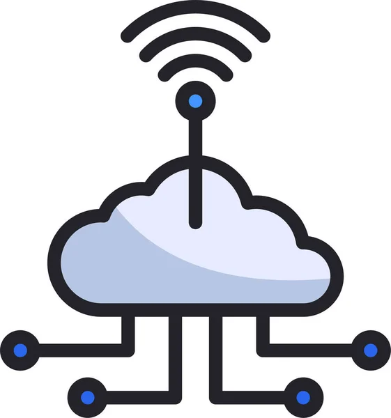 Ikona Sieci Danych Chmurze Kategorii Urządzeń Elektronicznych — Wektor stockowy