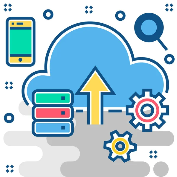 Cloud Computing Cloud Storage Icon Fill Outline Style — Stockový vektor