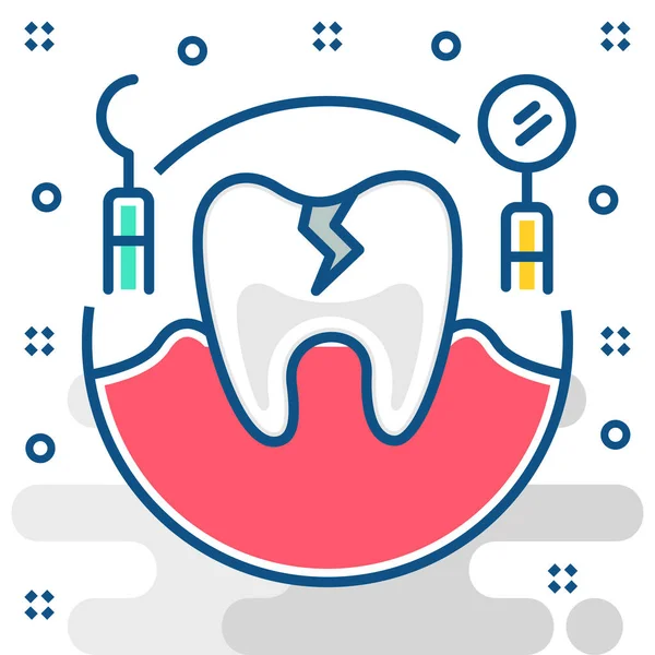 Cavity Tooth Dental Icon Filled Outline Style — Stock Vector