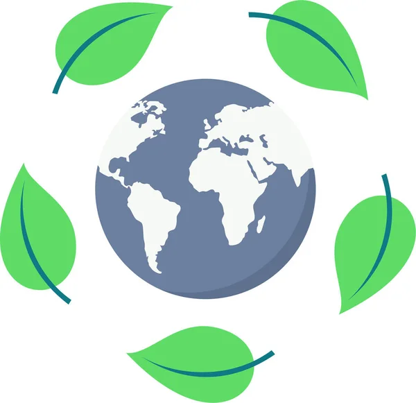 Ecology Global Green Icon Flat Style — Stock Vector