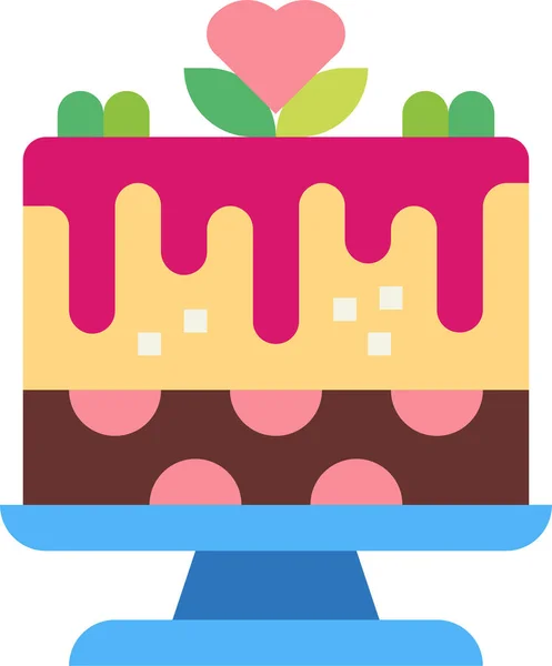 Cake Dessert Sweet Icon Flat Style — Stock Vector