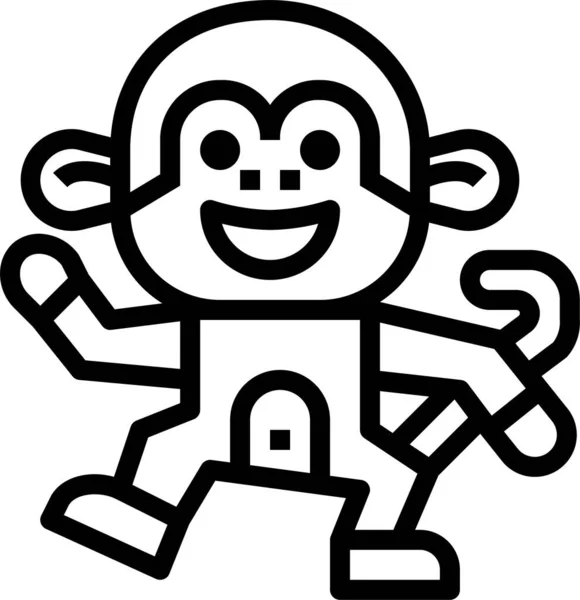 Monkey Animal Mammal Icon Outline Style — Stock Vector