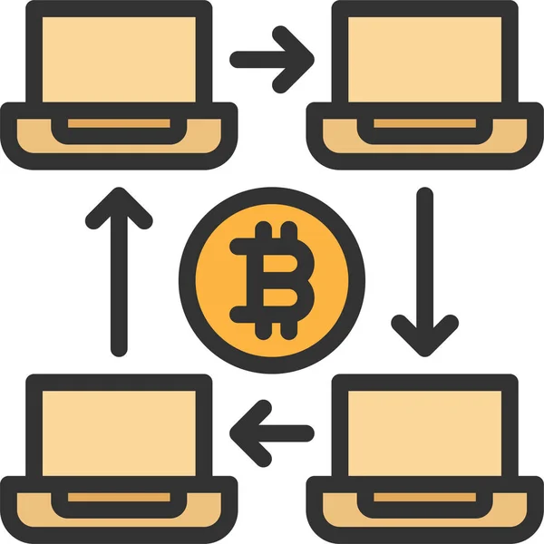 Bitcoin Cryptocurrency Laptop Ikon — Stock Vector