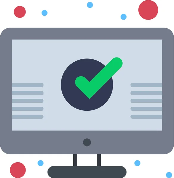 Segno Spunta Icona Monitor Nella Categoria Computer Internet Sicurezza — Vettoriale Stock