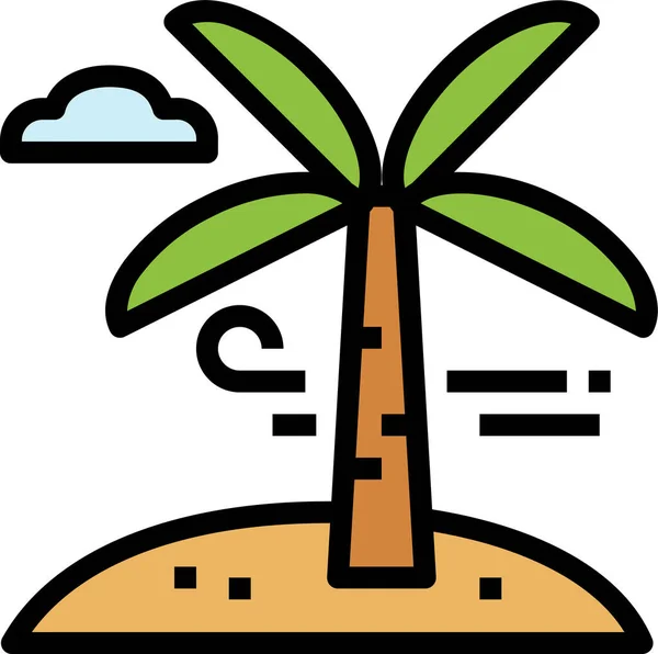 Пейзажна Пальма Літній Іконка Повному Стилі — стоковий вектор