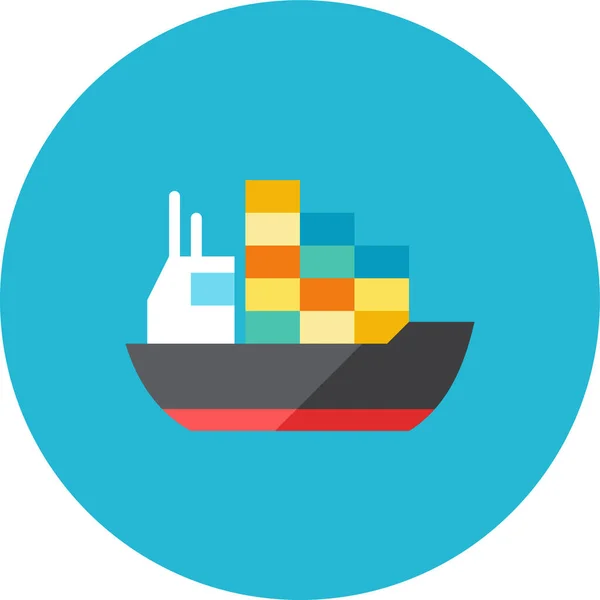 Contenedor Barco Icono Plano Estilo Plano — Vector de stock