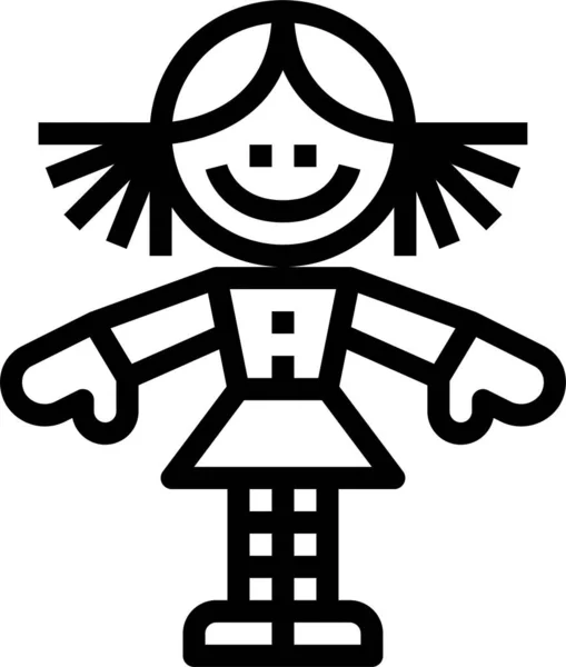 Childhood Doll Girl Icon Outline Style — Stock Vector