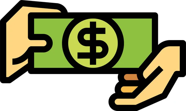 Geld Overdracht Verzenden Pictogram Gevulde Outline Stijl — Stockvector