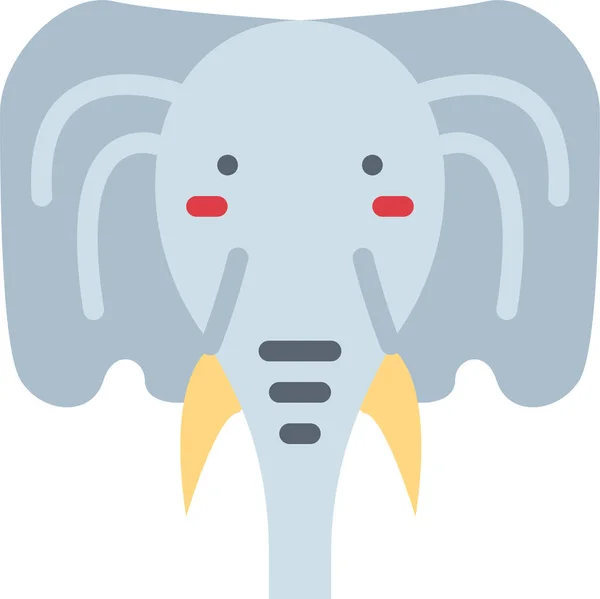 扁平的动物文化大象图标 — 图库矢量图片