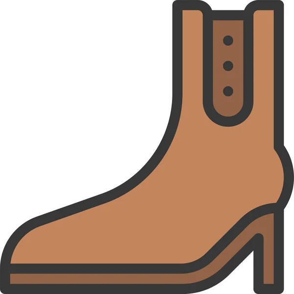 Boot Fashion Footwear Icon Filled Outline Style — Stock Vector