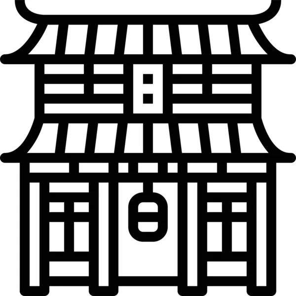 Arquitectura Asiático Japón Icono Contorno Estilo — Vector de stock