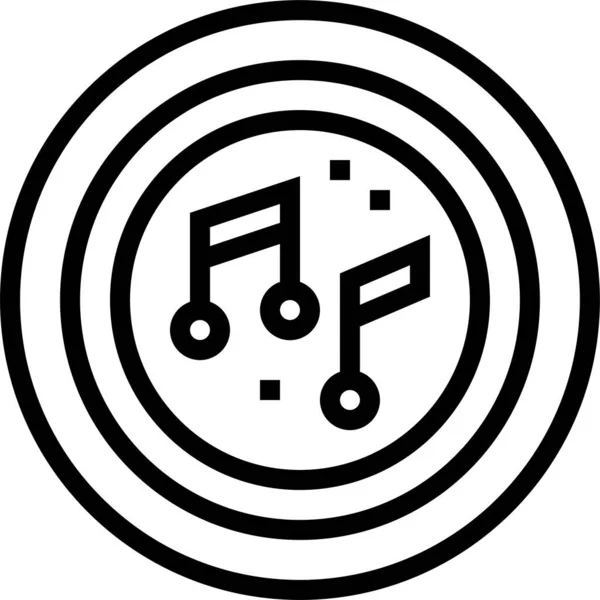 Icono Del Reproductor Notas Música Estilo Esquema — Vector de stock