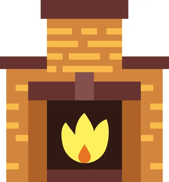 Chimney Fireplace Living Icon Winter Category — Stock Vector