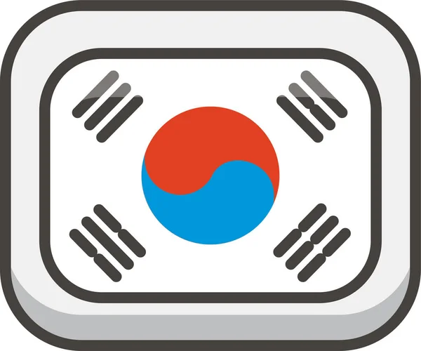 Σημαία Κορέα Νότια Εικόνα Στυλ Γεμάτο Περίγραμμα — Διανυσματικό Αρχείο