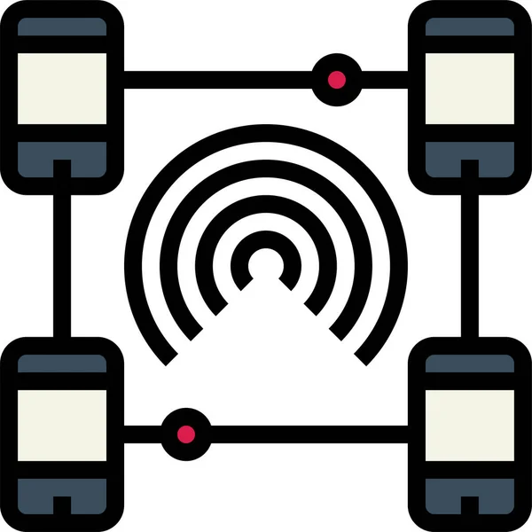 Icône Réseau Connexion Largage Dans Style Contour Rempli — Image vectorielle