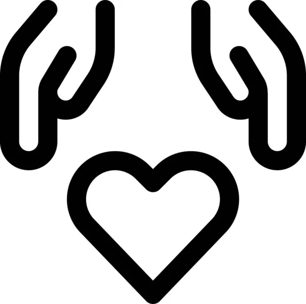 Love Heart Hands Icon Outline Style — Stockvektor