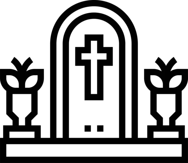 Tombstone Cemetery Gravestone Icon Outline Style — Stock Vector