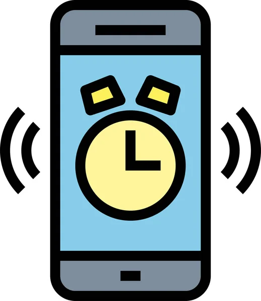 Reloj Despertador Icono Del Teléfono Inteligente Estilo Contorno Lleno — Archivo Imágenes Vectoriales