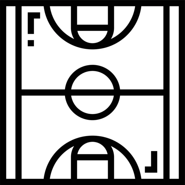 Canasta Baloncesto Icono Campo Estilo Esquema — Vector de stock