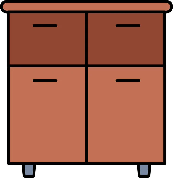 Furniture Cabinet Drawer Icon Filled Outline Style — Stock Vector