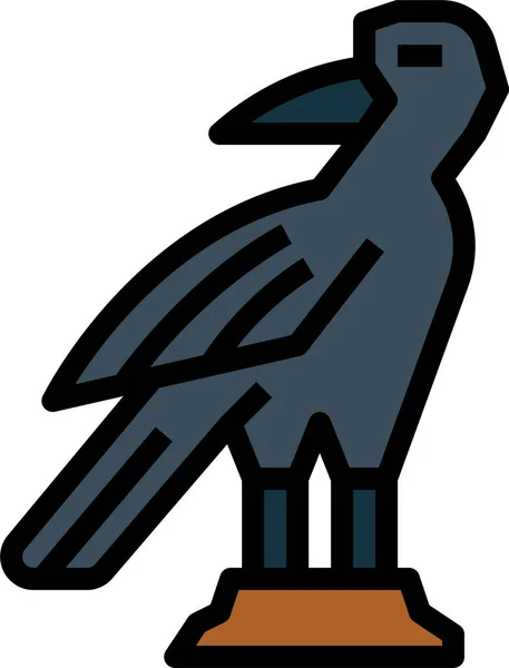 Cuervo Cuervo Icono Pájaro Estilo Contorno Lleno — Vector de stock