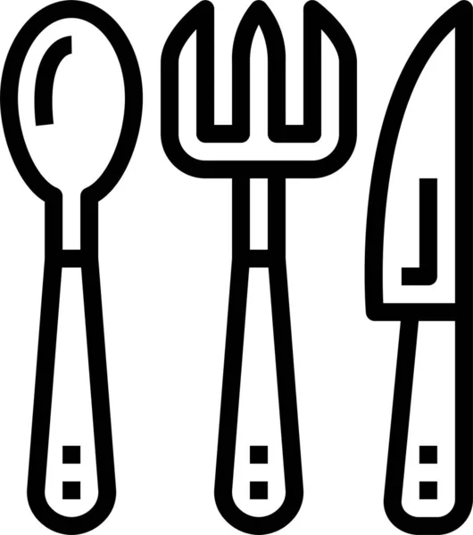 Cutlery Fork Knife Icon Outline Style — Stock Vector