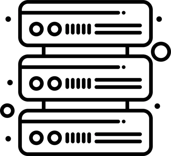 Ikon Server Jaringan Basis Data Dalam Gaya Outline - Stok Vektor