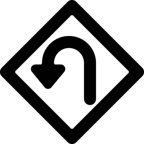 Дорожній Знак Значок Шпильки Суцільному Стилі — стоковий вектор