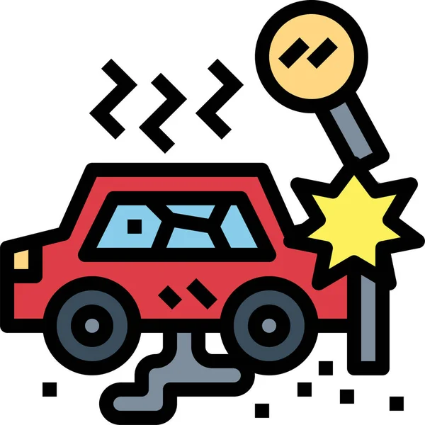 Accidente Accidente Accidente Icono Peligro Estilo Contorno Lleno — Vector de stock