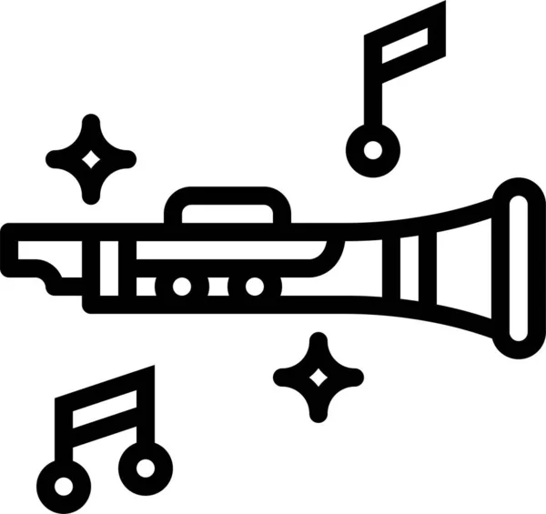 Clarinete Icono Música Instrumento Estilo Esquema — Vector de stock