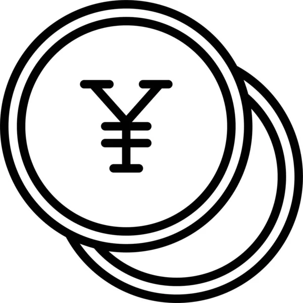 Ikona Peněz Měně Mince Stylu Osnovy — Stockový vektor