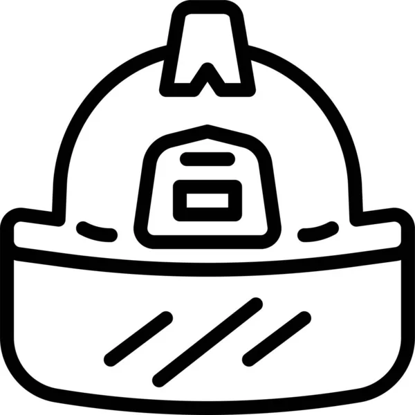 Ikon Perlindungan Helm Pemadam Kebakaran Dalam Gaya Garis Besar - Stok Vektor