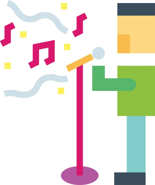 Karaoke Música Cantar Icono Estilo Plano — Vector de stock