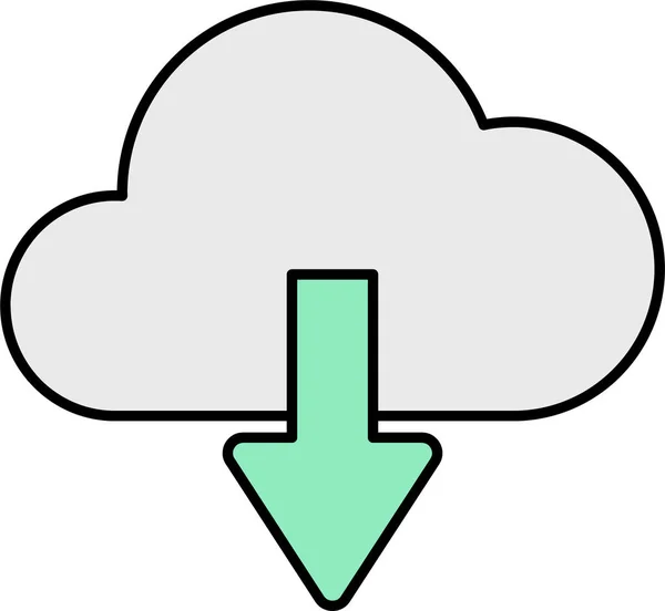 Icona Del Database Cloud Computing Stile Full Outline — Vettoriale Stock