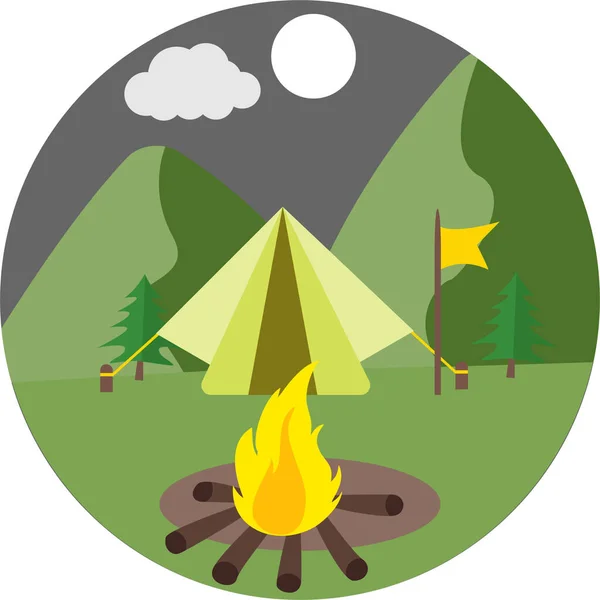 Fogata Barbacoa Campamento Icono Hoguera Estilo Plano — Vector de stock