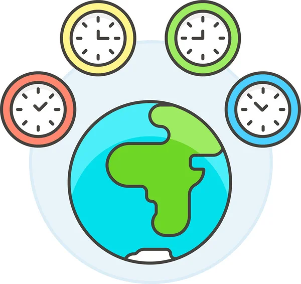 Horloge Différence Globe Icône Dans Catégorie Tourisme Hôtels Hospitalité — Image vectorielle